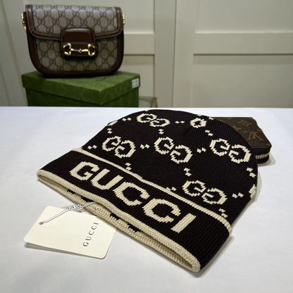 Fashion plush GG knitted hat