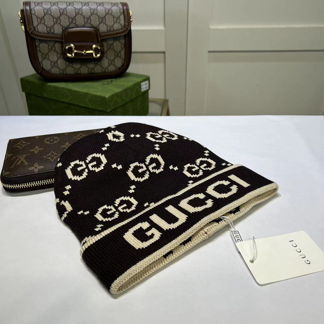 Fashion plush GG knitted hat