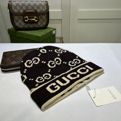 Fashion plush GG knitted hat