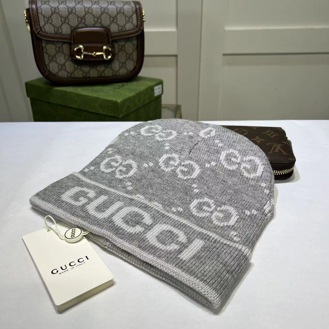 Fashion plush GG knitted hat