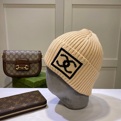 Fashionable plush CC knitted hat