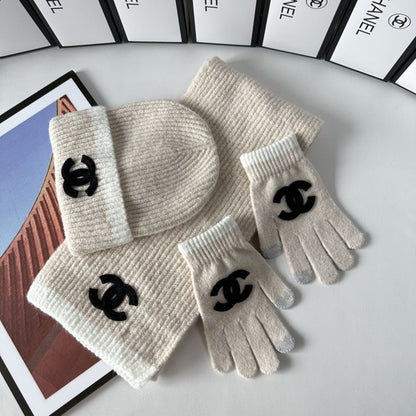 Fashion CC letter gloves hat scarf