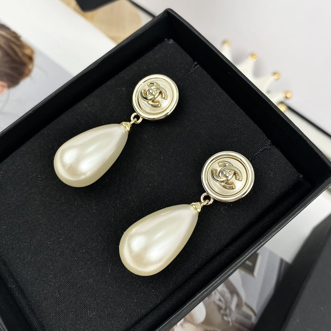 Fashion CC Rhinestone Dangle Earrings