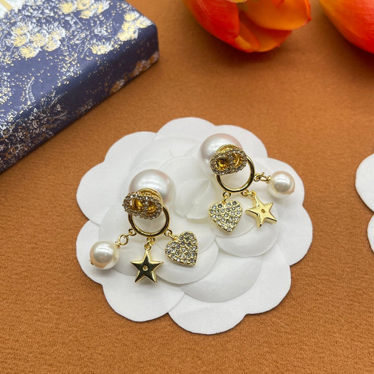 Fashion CC Star Pendant Earrings