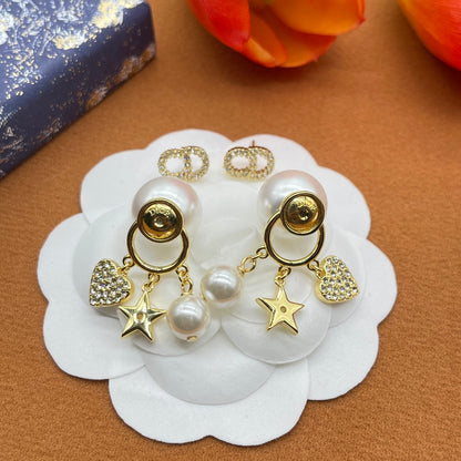 Fashion CC Star Pendant Earrings