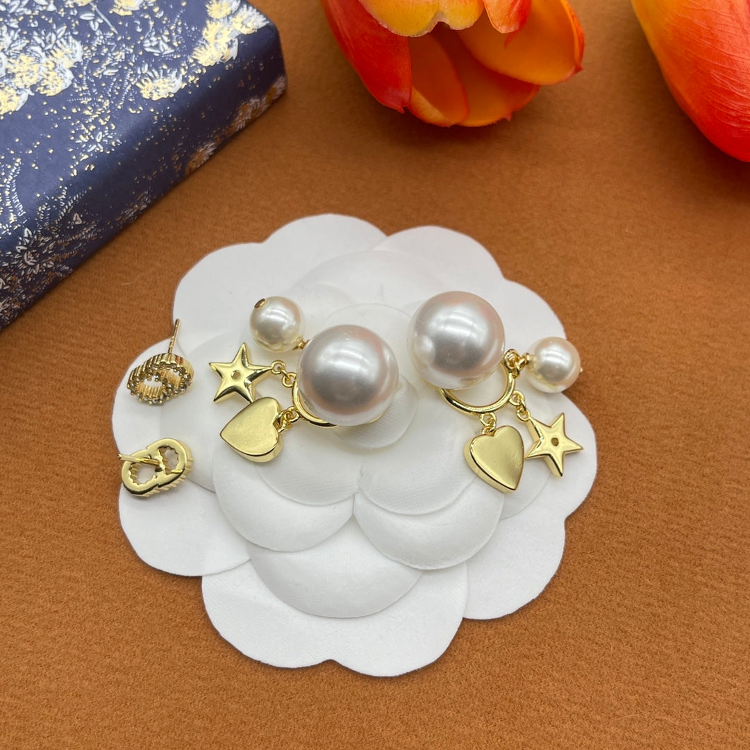 Fashion CC Star Pendant Earrings