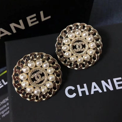 Fashion CC Round Pearl Earrings