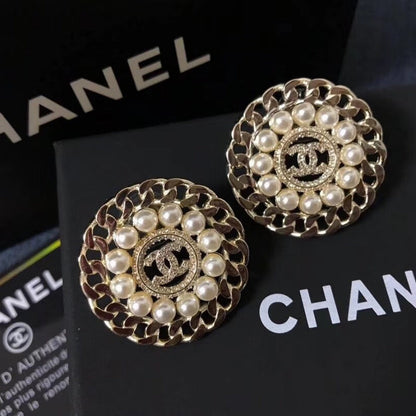 Fashion CC Round Pearl Earrings