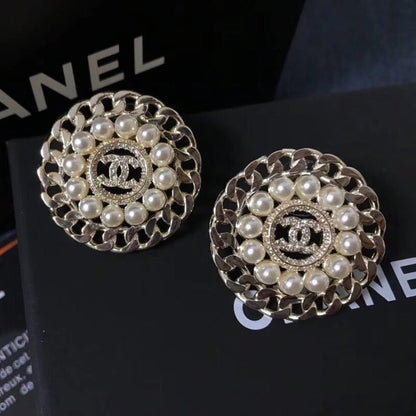 Fashion CC Round Pearl Earrings