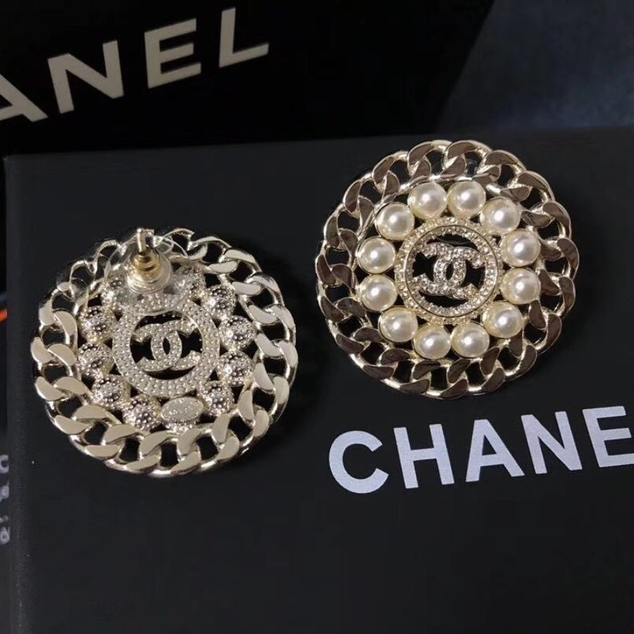 Fashion CC Round Pearl Earrings