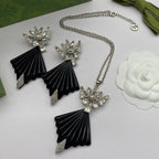 Fashion GG rhinestone necklace earrings in one