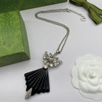 Fashion GG rhinestone necklace earrings in one