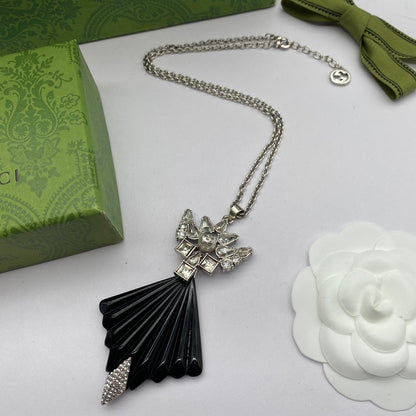 Fashion GG rhinestone necklace earrings in one