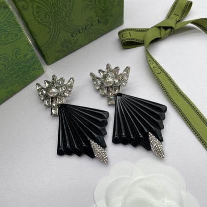 Fashion GG rhinestone necklace earrings in one