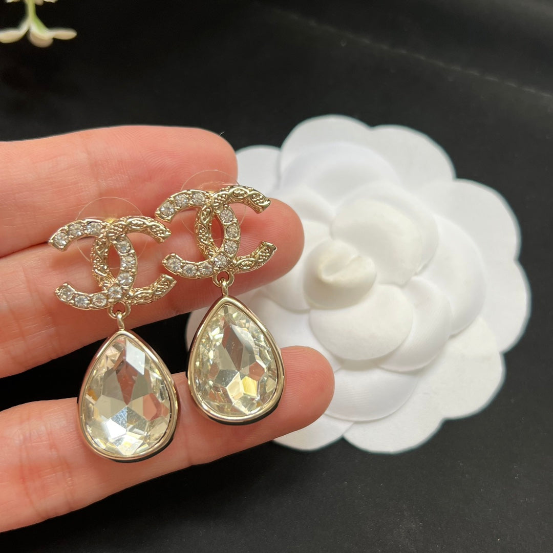 Fashion CC Rhinestone Dangle Earrings