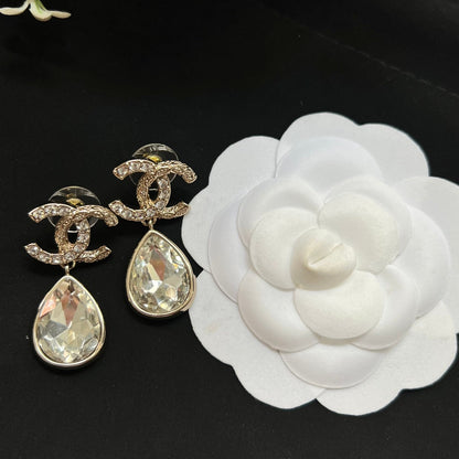 Fashion CC Rhinestone Dangle Earrings