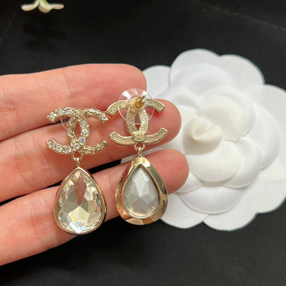 Fashion CC Rhinestone Dangle Earrings