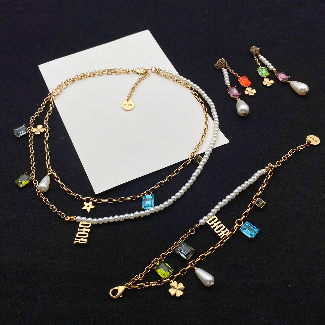 Fashion CD Earrings Bracelet Necklace All in One