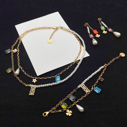 Fashion CD Earrings Bracelet Necklace All in One