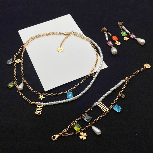 Fashion CD Earrings Bracelet Necklace All in One