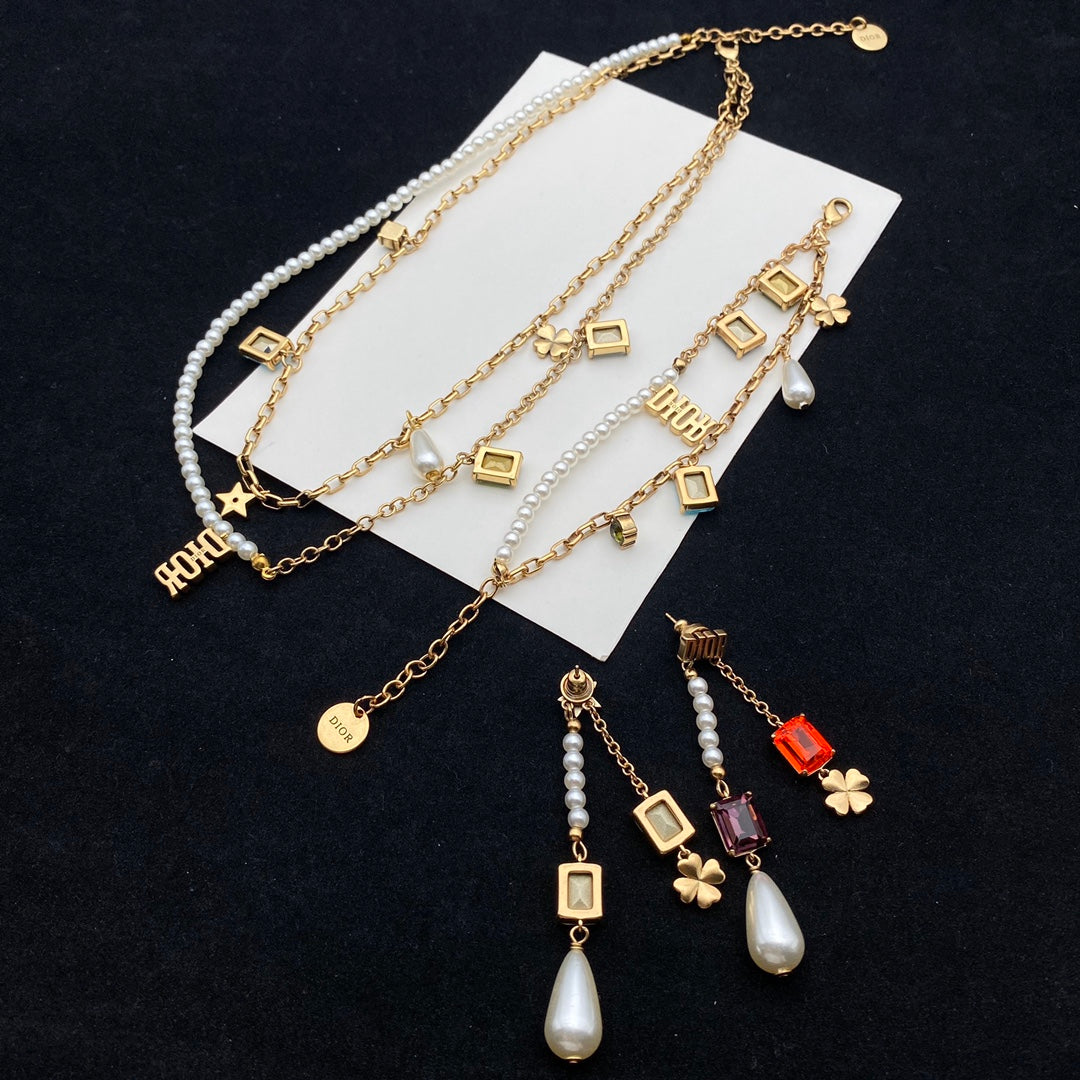 Fashion CD Earrings Bracelet Necklace All in One