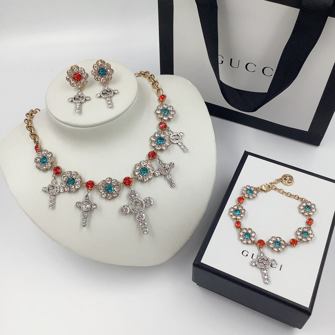 Fashion GG Earrings Necklace Bracelet All in One