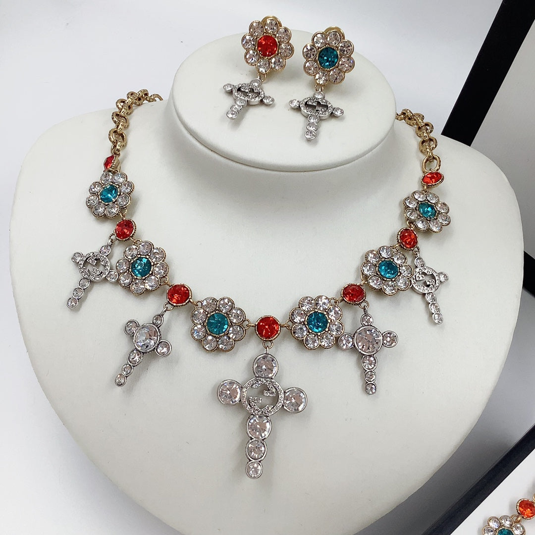 Fashion GG Earrings Necklace Bracelet All in One