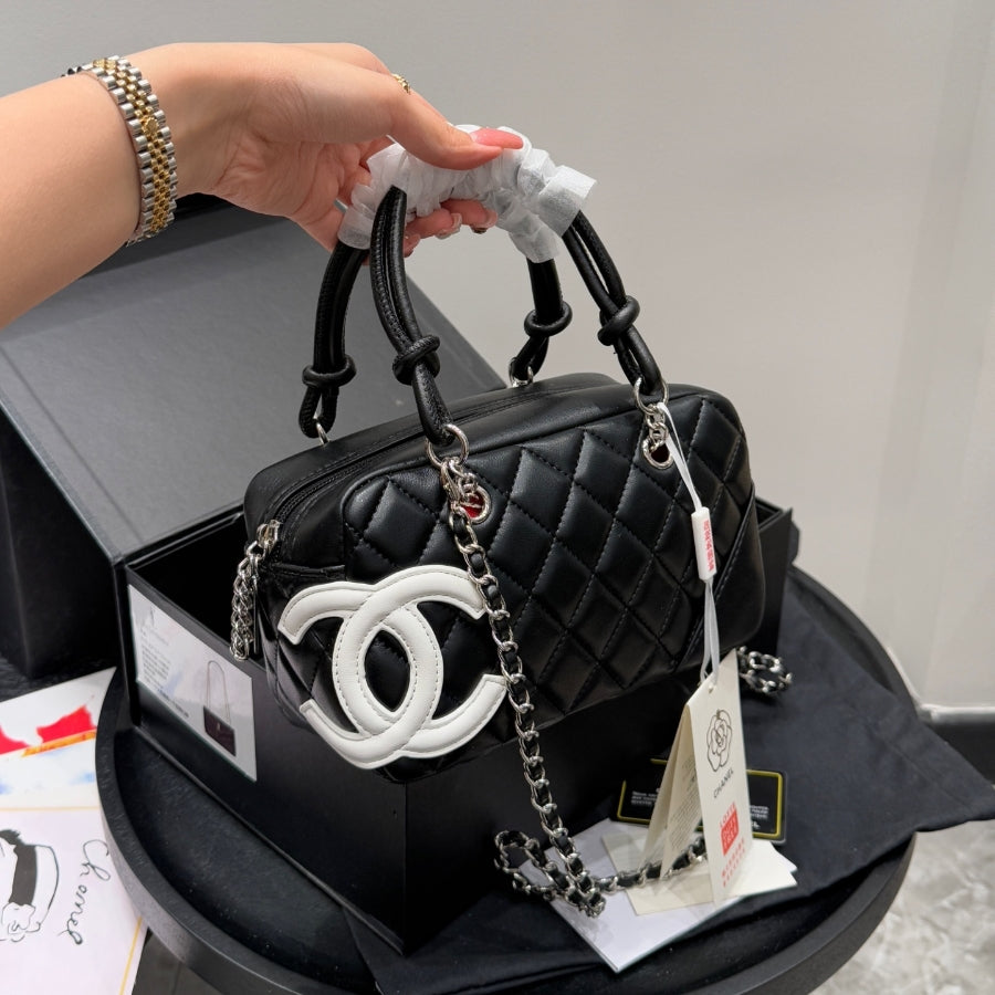 Fashion CC printed leather handbag