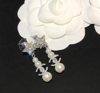 Fashion CC pendant pearl earrings