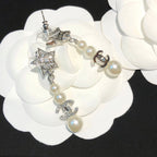 Fashion CC pendant pearl earrings