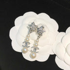 Fashion CC pendant pearl earrings