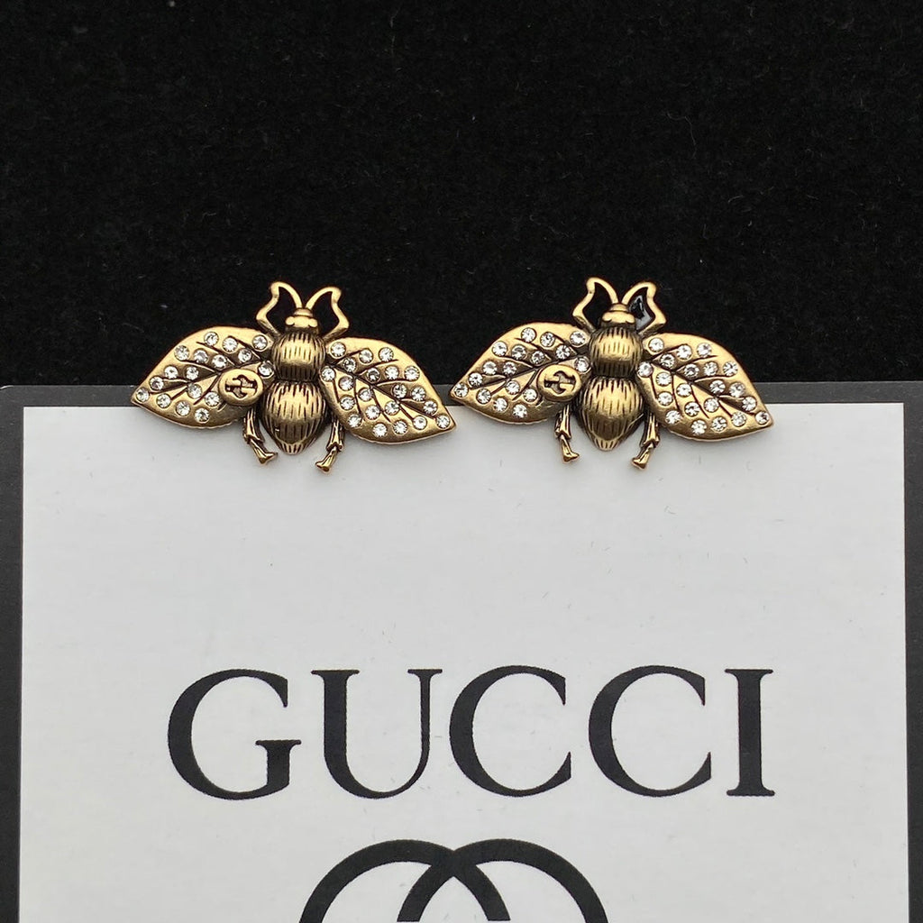 GG Bee Pendant Rhinestone Earrings Bracelet Necklace