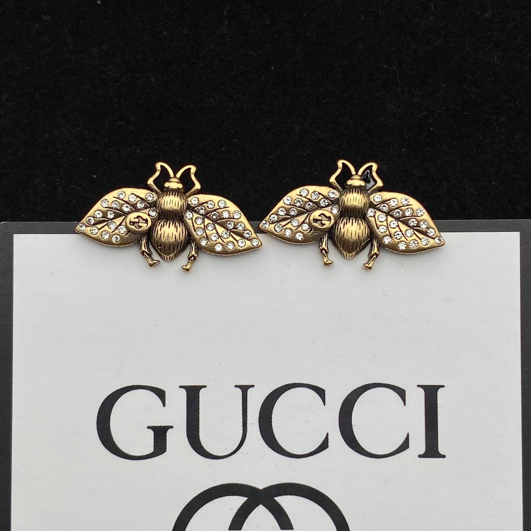 GG Bee Pendant Rhinestone Earrings Bracelet Necklace