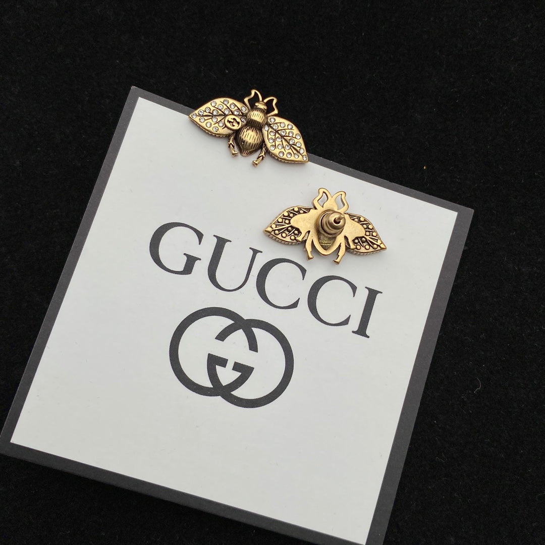 GG Bee Pendant Rhinestone Earrings Bracelet Necklace