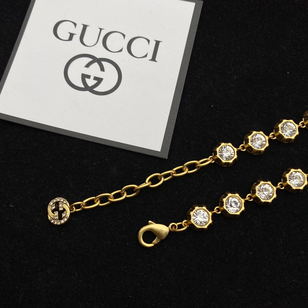 GG Bee Pendant Rhinestone Earrings Bracelet Necklace