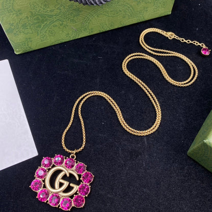 CC rhinestone earring necklace