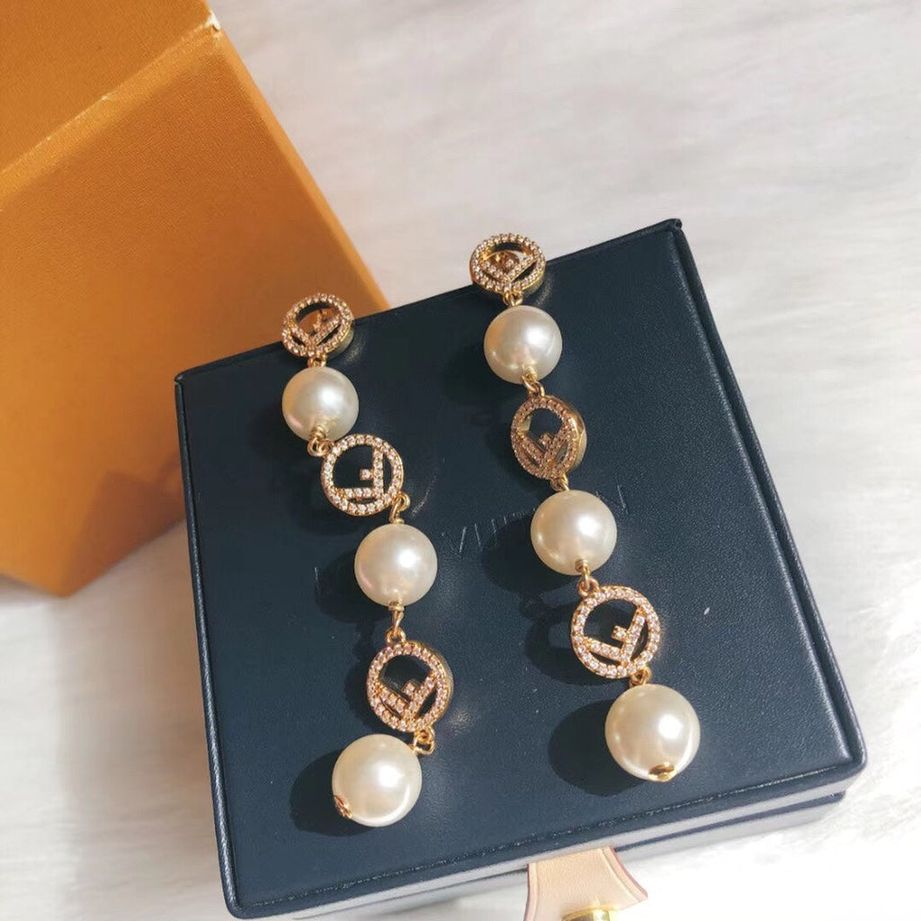 Fashionable FF Pendant Earrings