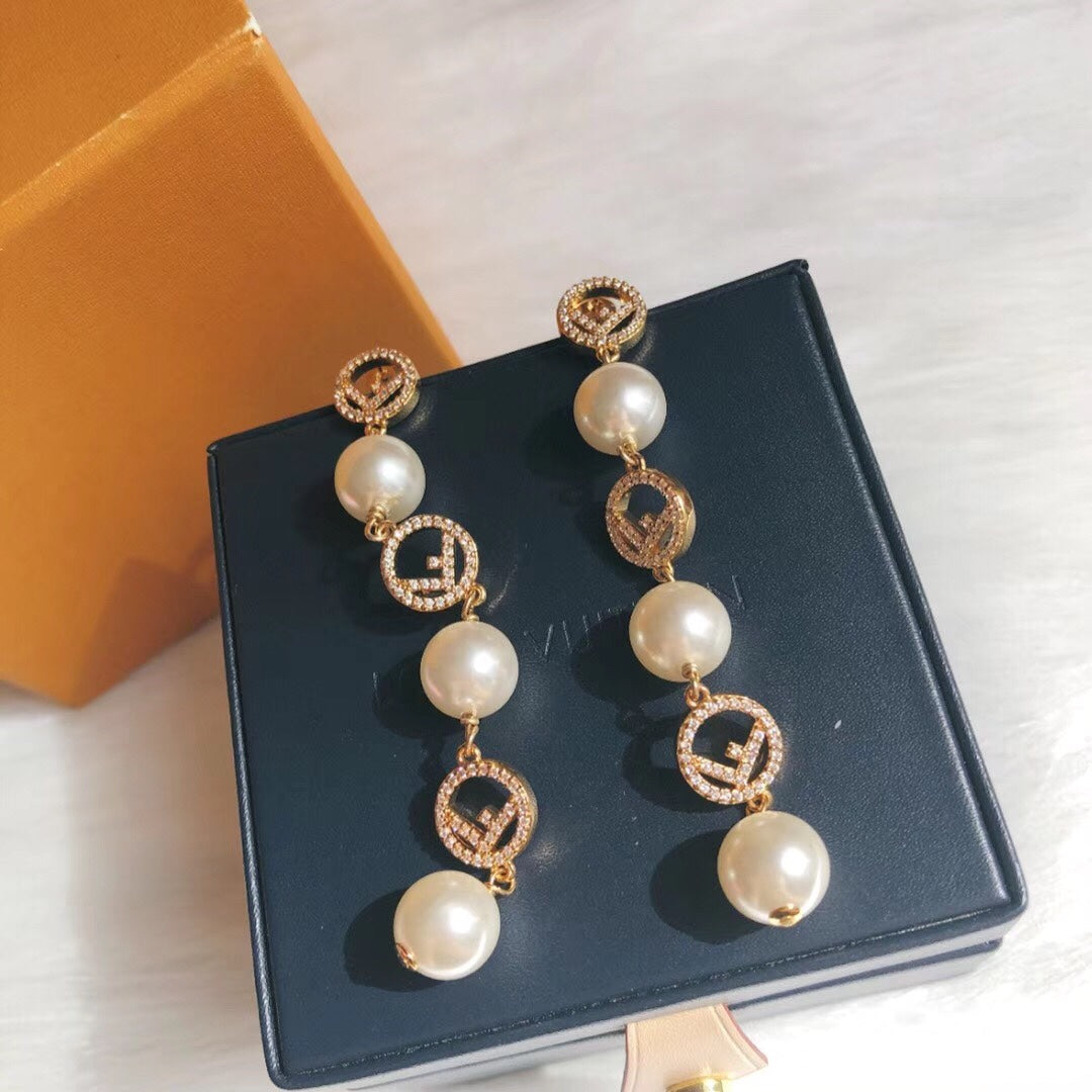 Fashionable FF Pendant Earrings