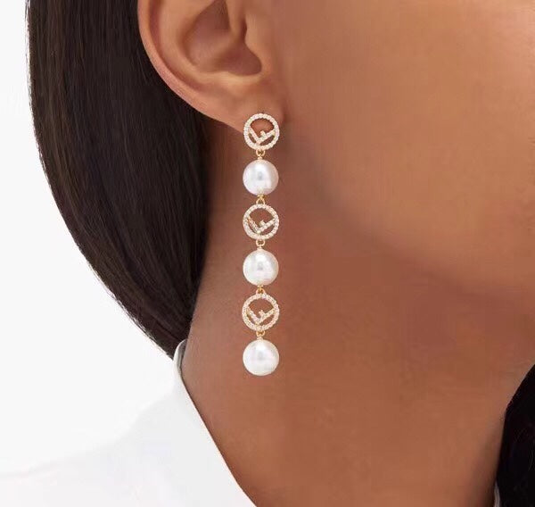 Fashionable FF Pendant Earrings