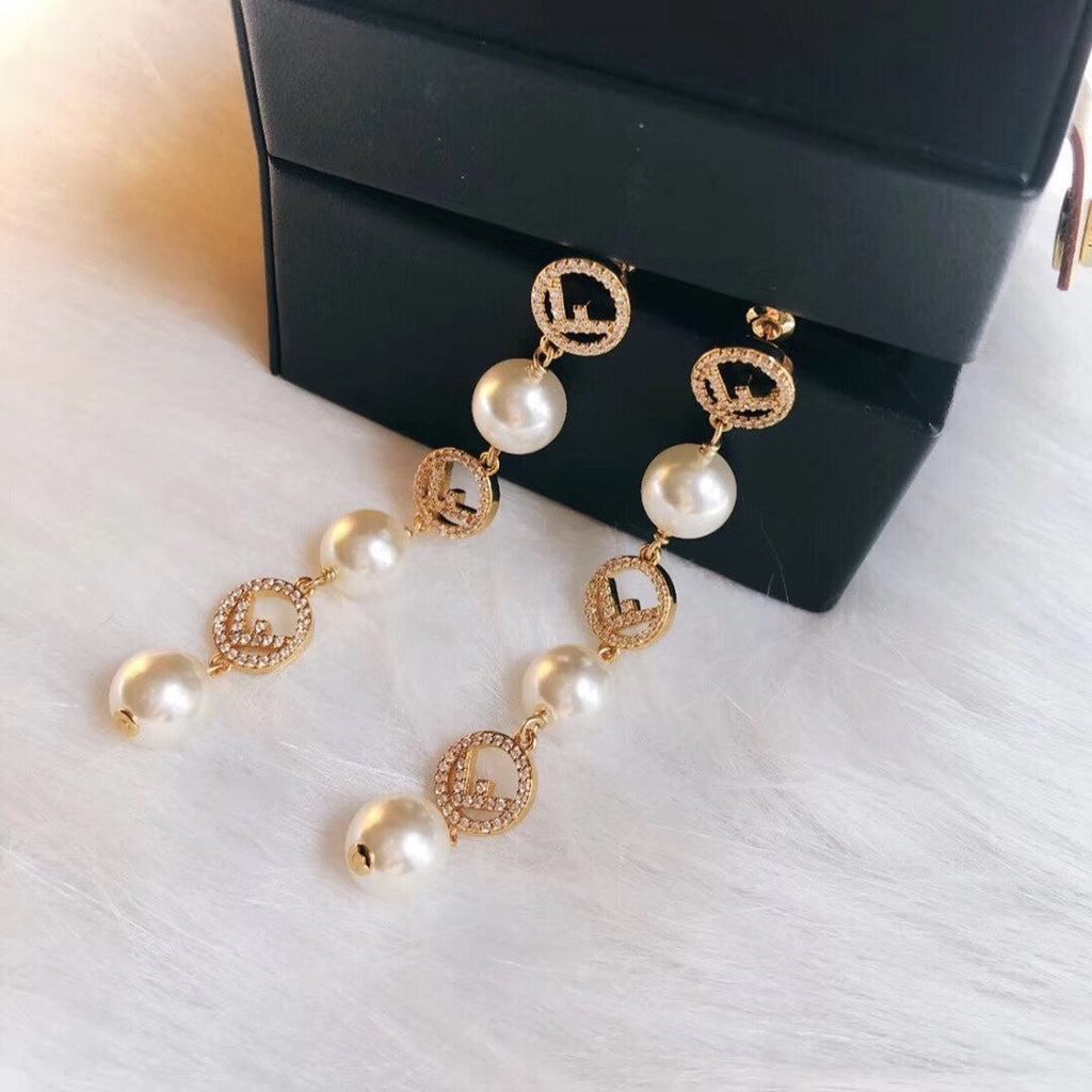 Fashionable FF Pendant Earrings