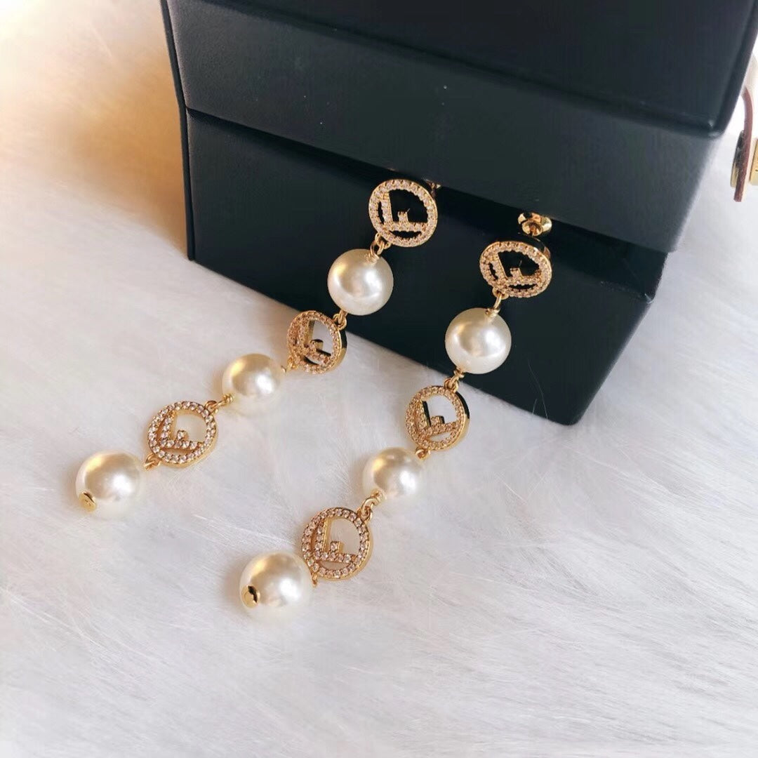Fashionable FF Pendant Earrings