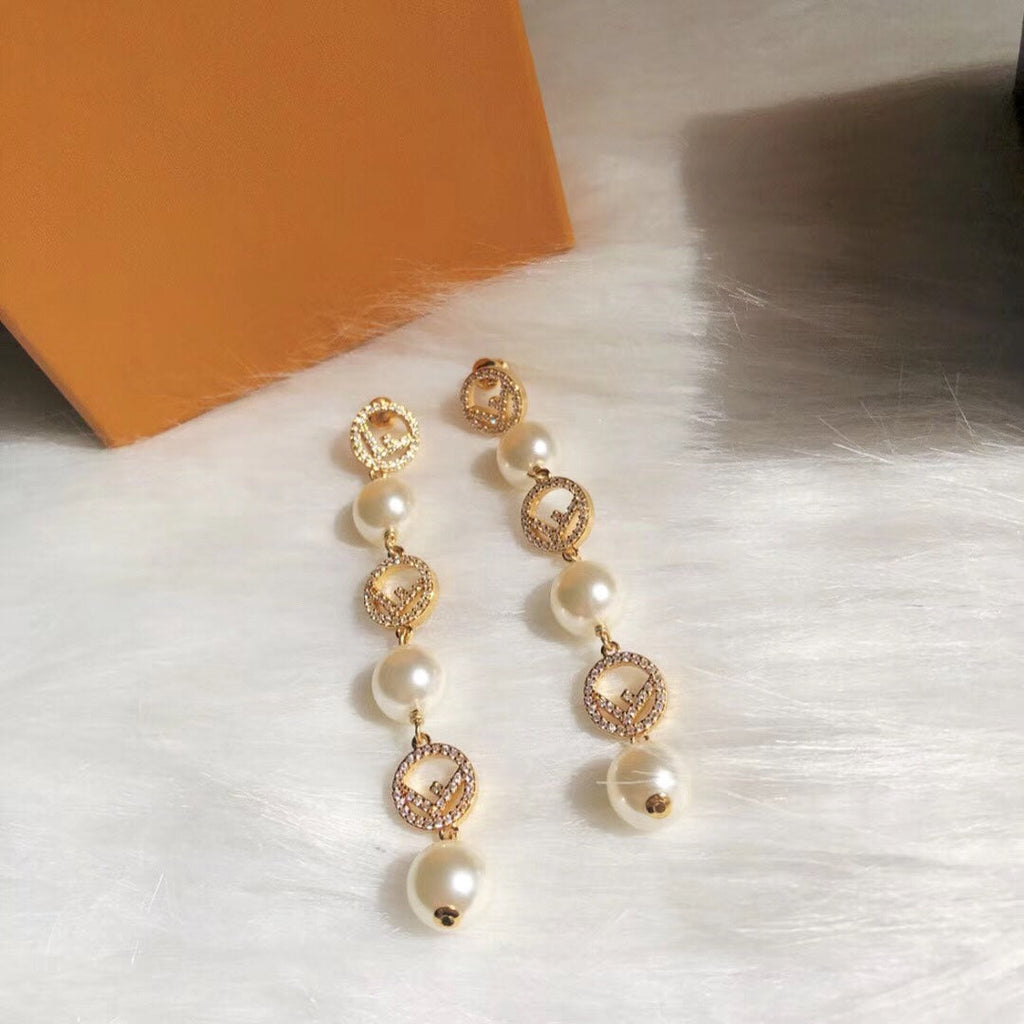 Fashionable FF Pendant Earrings