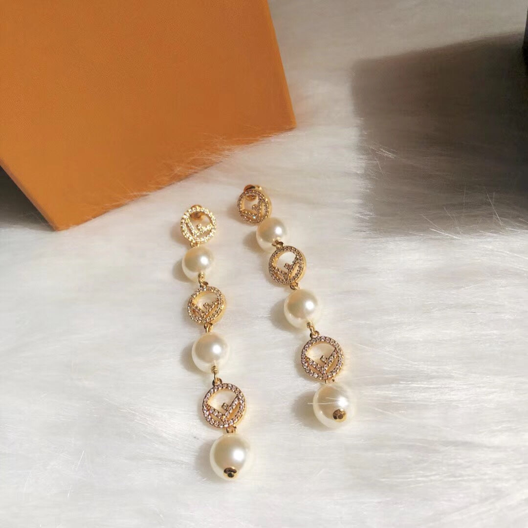 Fashionable FF Pendant Earrings