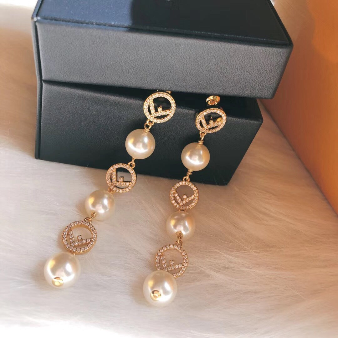 Fashionable FF Pendant Earrings
