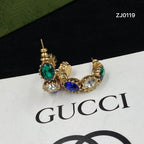 Fashionable GG Half-Round Rhinestone Earrings
