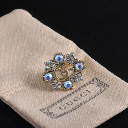 GG Fashion Diamond-Shaped Rhinestone Open Ring