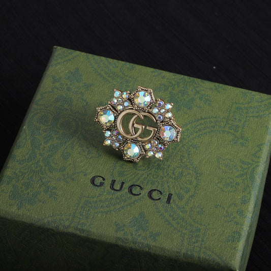GG Fashion Diamond-Shaped Rhinestone Open Ring