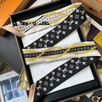 Stylish Four-Leaf Clover &amp; Letter Pattern Silk Scarf