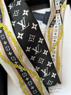Stylish Four-Leaf Clover &amp; Letter Pattern Silk Scarf