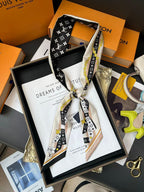 Stylish Four-Leaf Clover &amp; Letter Pattern Silk Scarf